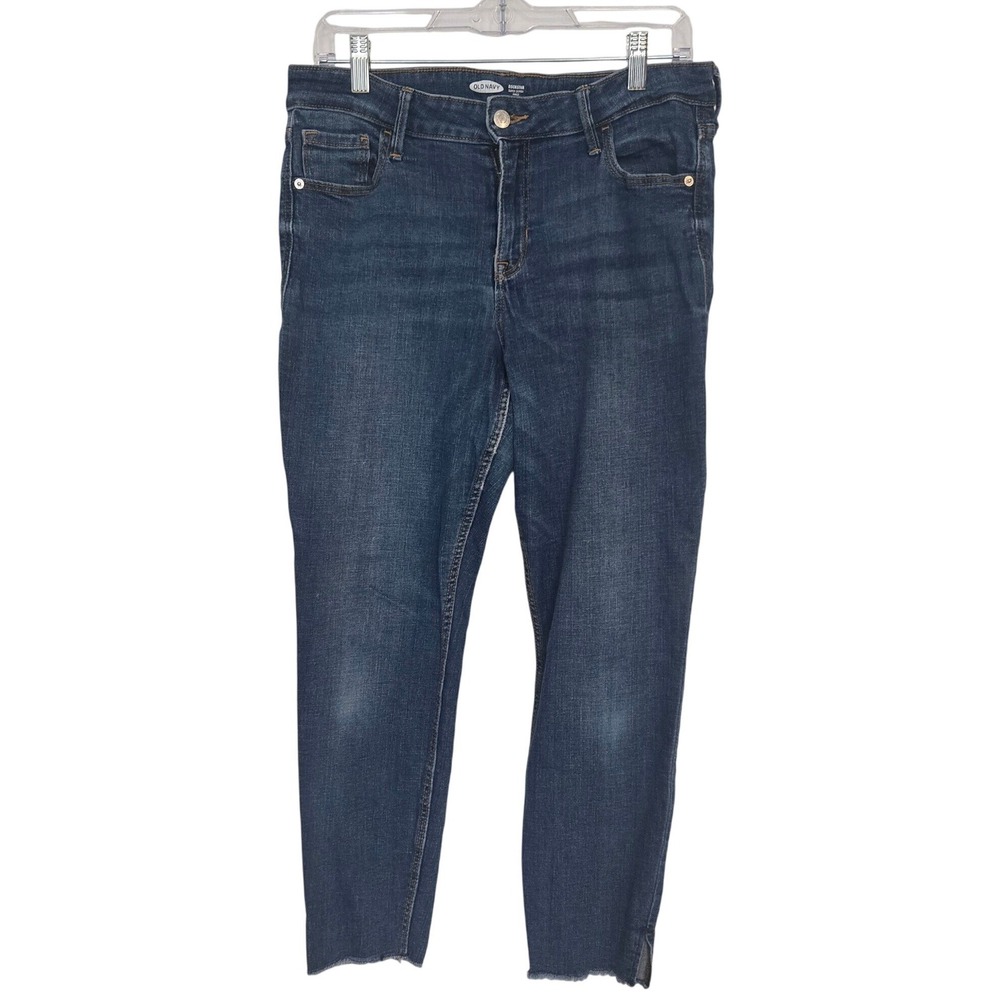 Old Navy‎ Rockstar Super Skinny Ankle Jeans Women's Size 8 Blue Raw Hem Stretch